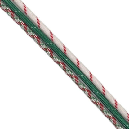 Rope Hat  white-red striped, green reflective, and solid Christmas design, made of nylon.